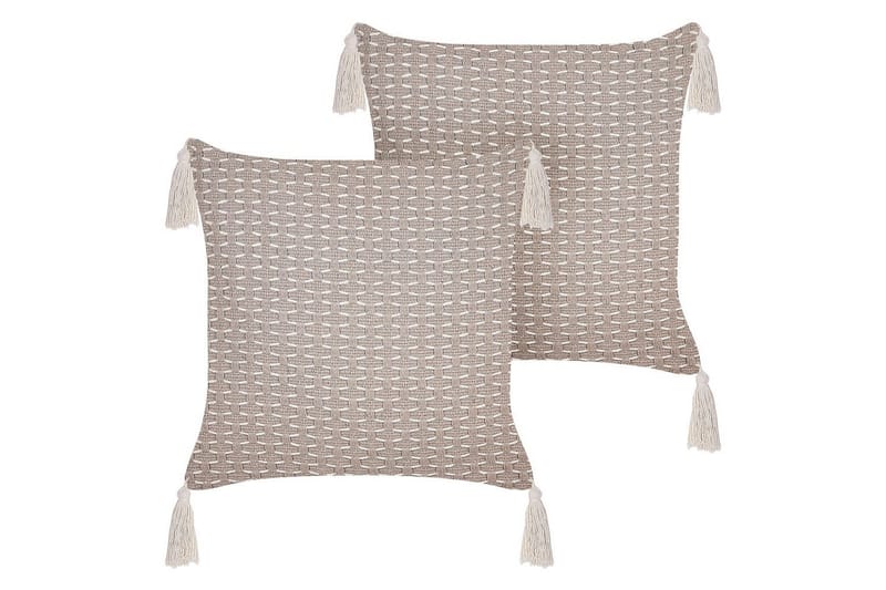 Prydnadskuddar Hakone set om 2 Taupe, Fyrkantig, Taupe, Fyrkantig