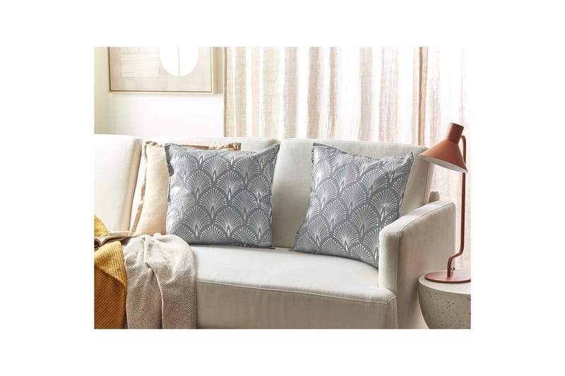 Prydnadskuddar Hoya set om 2 Grå/Silver - Grå/Silver - Textilier & mattor - Kuddar & plädar - Utomhuskudde