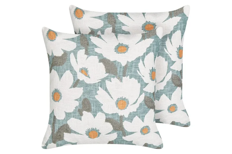 Prydnadskuddar Jatropha set om 2 Blå/vit/grön/orange, Blå/vit/grön/orange