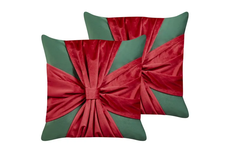 Prydnadskuddar Marshmallow set om 2 Grön/Röd, Grön/Röd