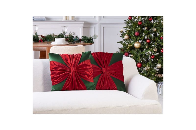 Prydnadskuddar Marshmallow set om 2 Grön/Röd - Grön/Röd - Textilier & mattor - Kuddar & plädar - Utomhuskudde