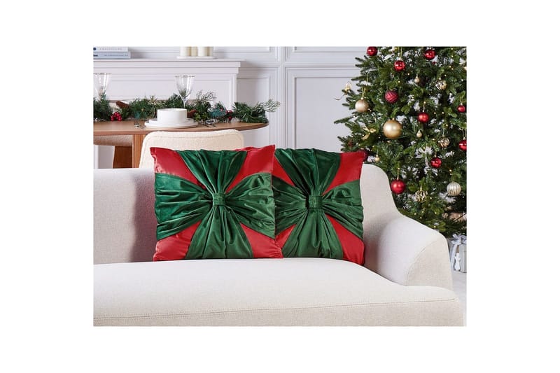 Prydnadskuddar Marshmallow set om 2 Röd/Grön - Röd/Grön - Textilier & mattor - Kuddar & plädar - Utomhuskudde