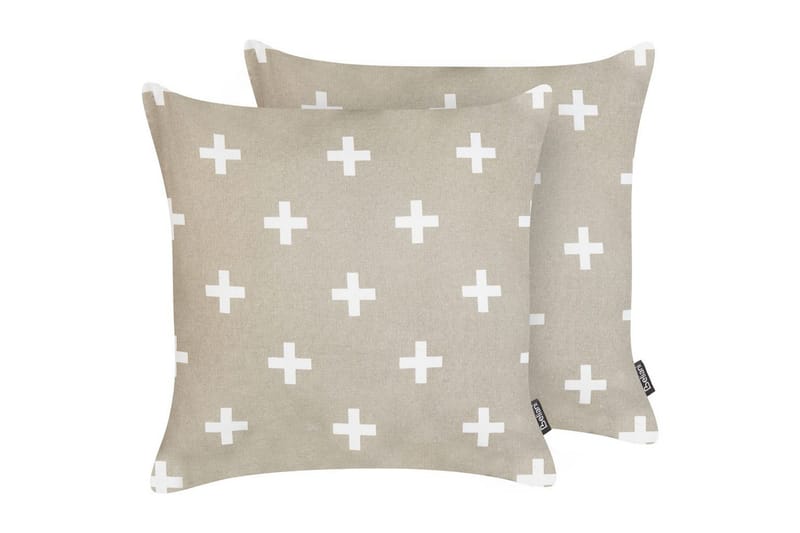 Prydnadskuddar Velleia set om 2 Beige/vit, Beige/vit