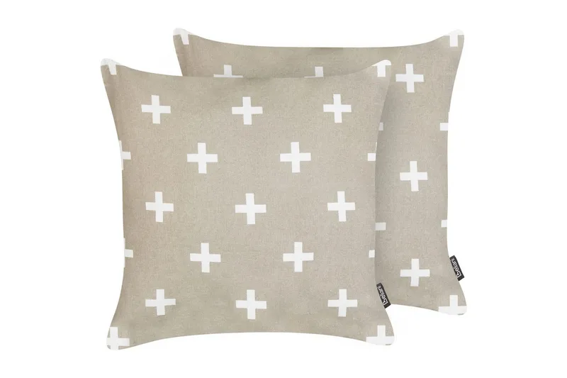 Prydnadskuddar Velleia set om 2 Beige/vit, Beige/vit