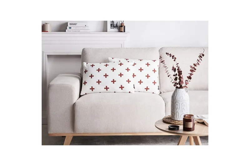 Prydnadskuddar Velleia set om 2 Vit/Röd - Vit/Röd - Textilier & mattor - Kuddar & plädar - Prydnadskuddar & kuddfodral