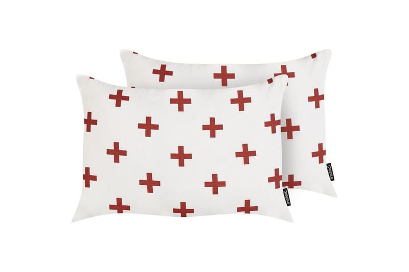 Prydnadskuddar Velleia set om 2 Vit/Röd, Vit/Röd