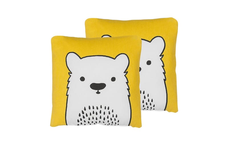 Prydnadskuddar Waranasi set om 2 Gul/Vit/Svart, Gul/Vit/Svart