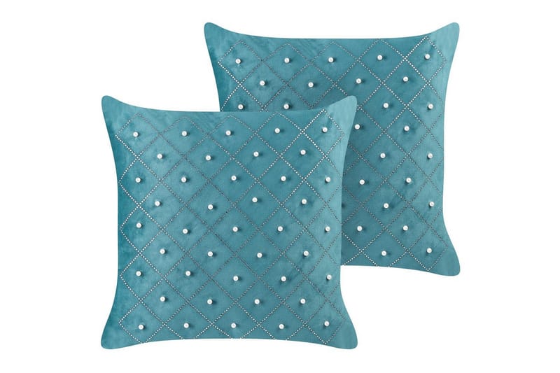 Prydnadskuddar Yarrow set om 2 Blå/Silver, Blå/Silver