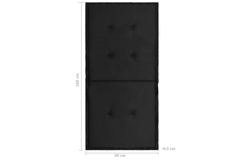 Dynor för trädgårdsstolar 2 st svart 100x50x3 cm - Svart - Ryggdynor & sittdynor utemöbler
