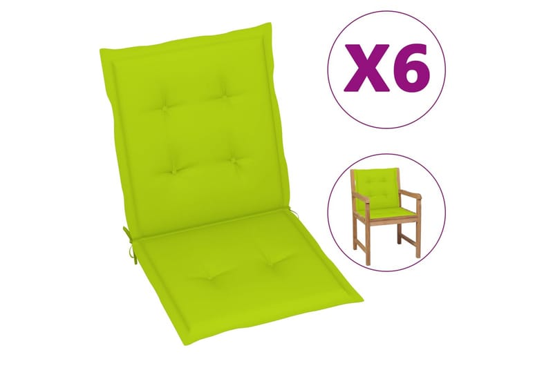 Dynor för Trädgårdsstolar 6 st ljusgrön 100x50x4 cm - Grön - Utemöbler - Utestolar & fåtöljer - Matstolar ute