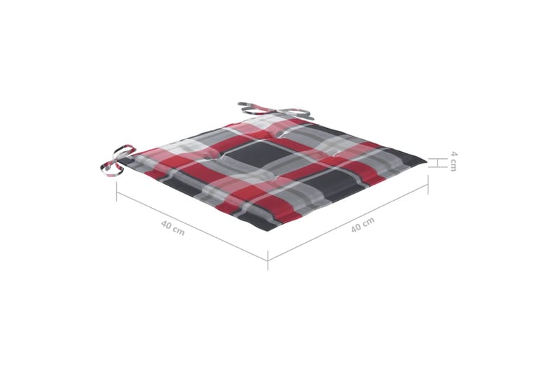 Sittdynor för trädgården 4 st rött rutmönster 40x40x4 cm tyg - Flerfärgad - Utemöbler - Dynor - Ryggdynor & sittdynor utemöbler