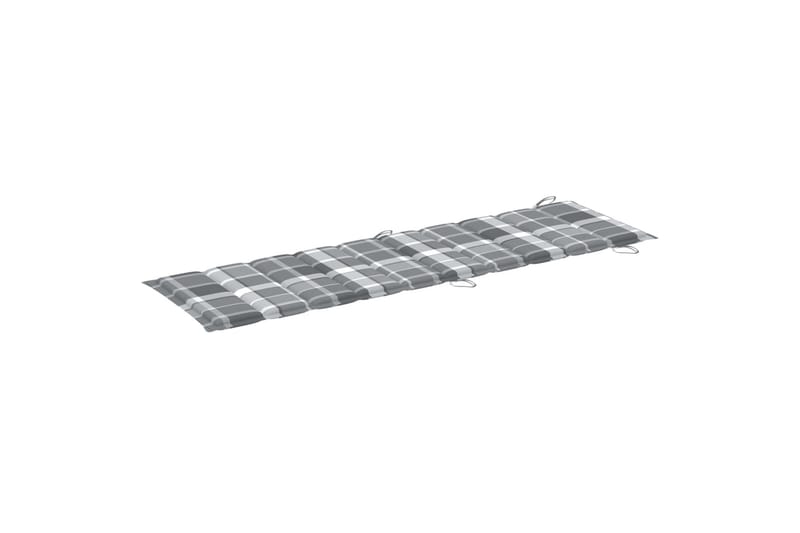 Solsängsdyna grå rutmönster 186x58x3 cm - Flerfärgad - Utemöbler - Dynor - Solsängsdynor