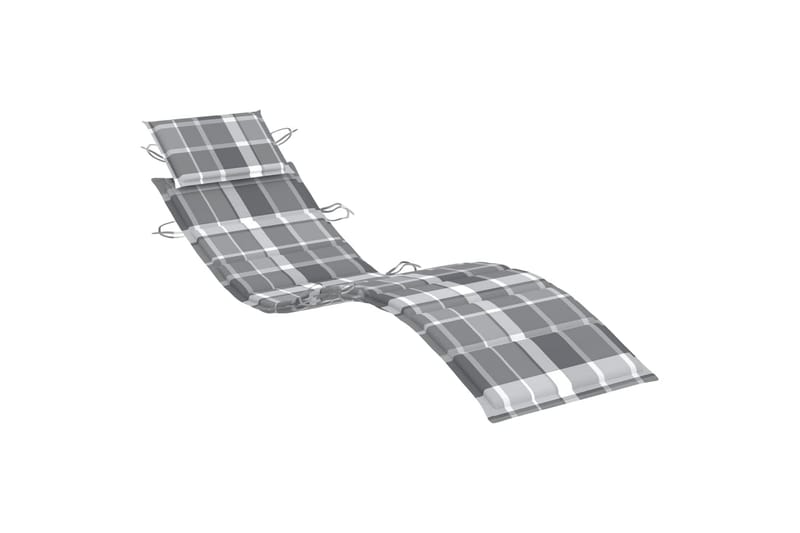 Solsängsdyna grå rutmönster 186x58x3 cm - Flerfärgad - Utemöbler - Dynor - Solsängsdynor