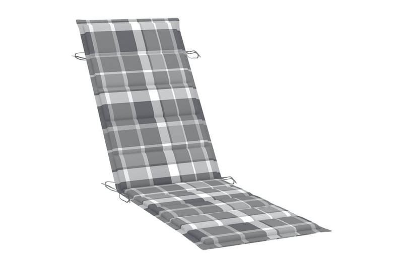 Solsängsdyna grå rutmönster 186x58x3 cm - Flerfärgad - Utemöbler - Dynor - Solsängsdynor