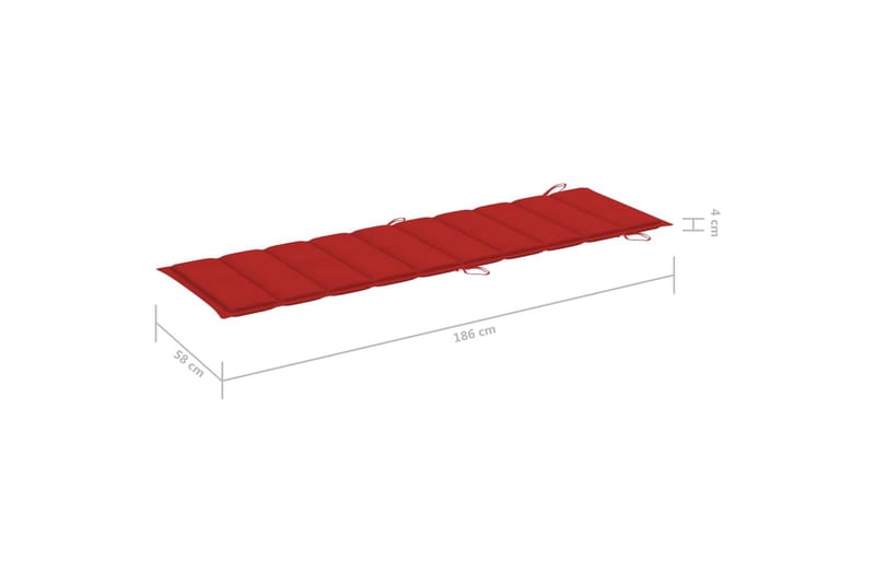Solsängsdyna röd 186x58x3 cm - Röd - Utemöbler - Dynor - Solsängsdynor