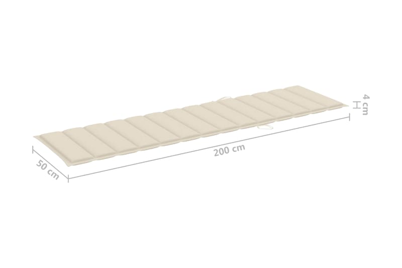 Solsängsdyna gräddvit 200x50x3 cm tyg - Vit - Utemöbler - Dynor - Solsängsdynor
