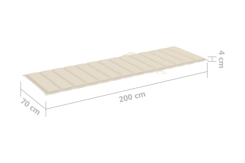 Solsängsdyna gräddvit 200x70x3 cm tyg - Vit - Utemöbler - Dynor - Solsängsdynor