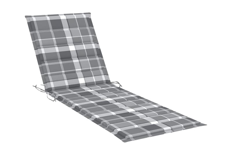 Solsängsdyna grårutig 200x50x3 cm tyg - Flerfärgad - Utemöbler - Dynor - Solsängsdynor