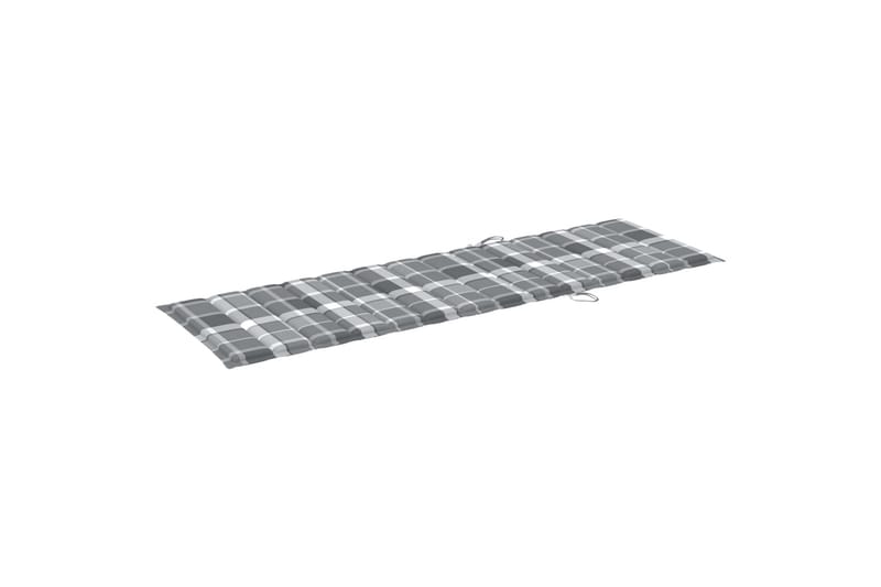 Solsängsdyna grått rutmönster 200x60x3 cm tyg - Flerfärgad - Utemöbler - Dynor - Solsängsdynor