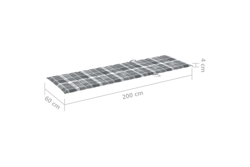 Solsängsdyna grått rutmönster 200x60x3 cm tyg - Flerfärgad - Utemöbler - Dynor - Solsängsdynor