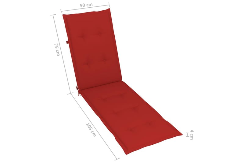 Solsängsdyna röd (75+105)x50x3 cm - Röd - Utemöbler - Dynor - Solsängsdynor