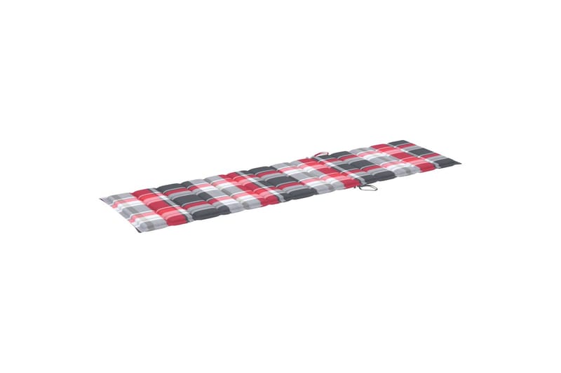 Solsängsdyna rödrutig 200x50x3 cm tyg - Flerfärgad - Utemöbler - Dynor - Solsängsdynor