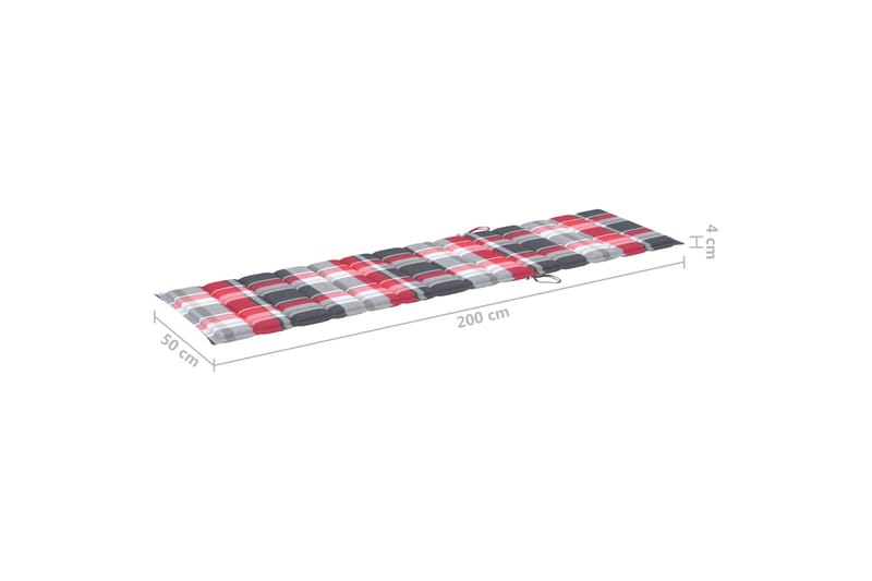 Solsängsdyna rödrutig 200x50x3 cm tyg - Flerfärgad - Utemöbler - Dynor - Solsängsdynor