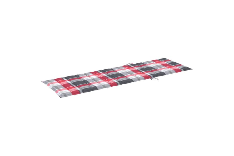 Solsängsdyna rött rutmönster 200x60x3 cm tyg - Flerfärgad - Utemöbler - Dynor - Solsängsdynor