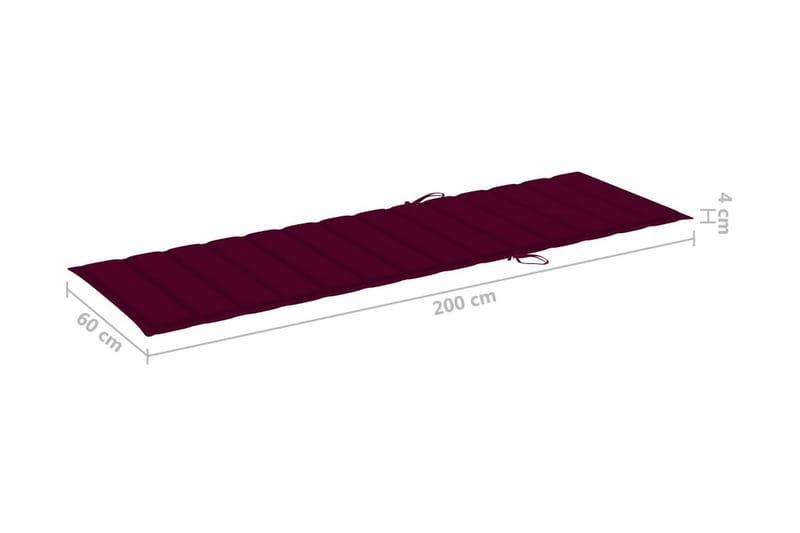 Solsängsdyna vinröd 200x60x3 cm tyg - Röd - Utemöbler - Dynor - Solsängsdynor