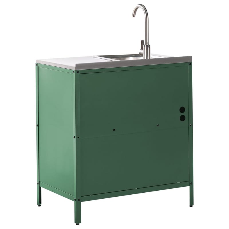 2-delat utekök med vask 2 dörrar Vilama - Grön, Silver - Utemöbler - Grillar & matlagning utomhus - Utekök