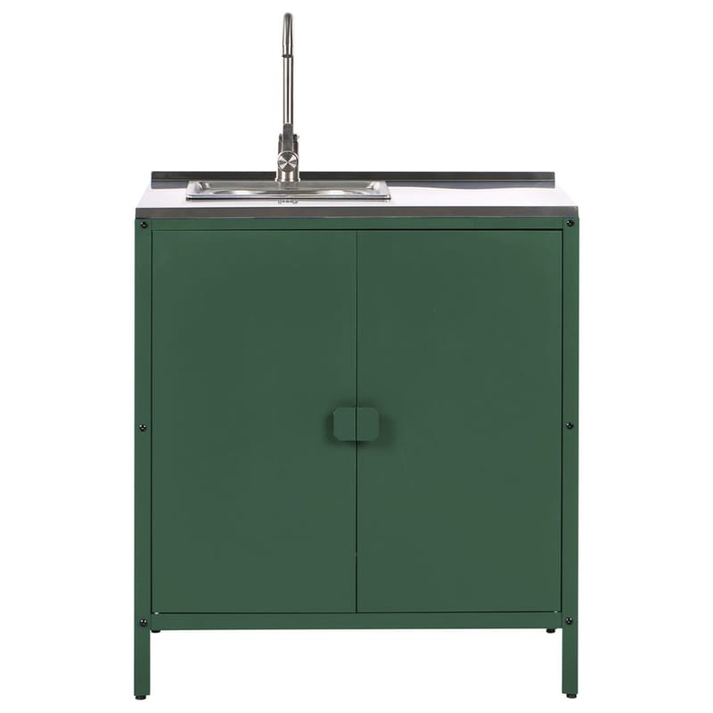 2-delat utekök med vask 2 dörrar Vilama - Grön, Silver - Utemöbler - Grillar & matlagning utomhus - Utekök
