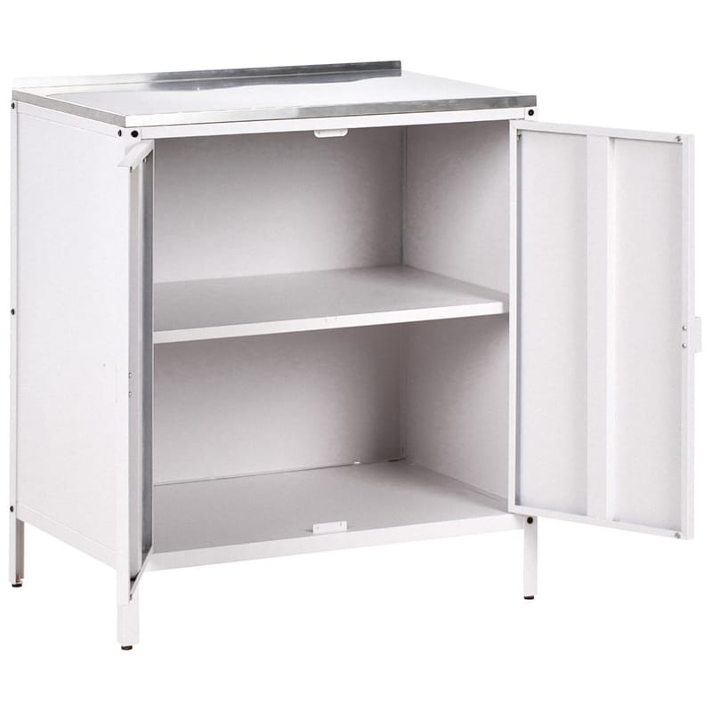 2-delat utekök med vask 4 dörrar Vilama - Vit, Silver - Utemöbler - Grillar & matlagning utomhus - Utekök