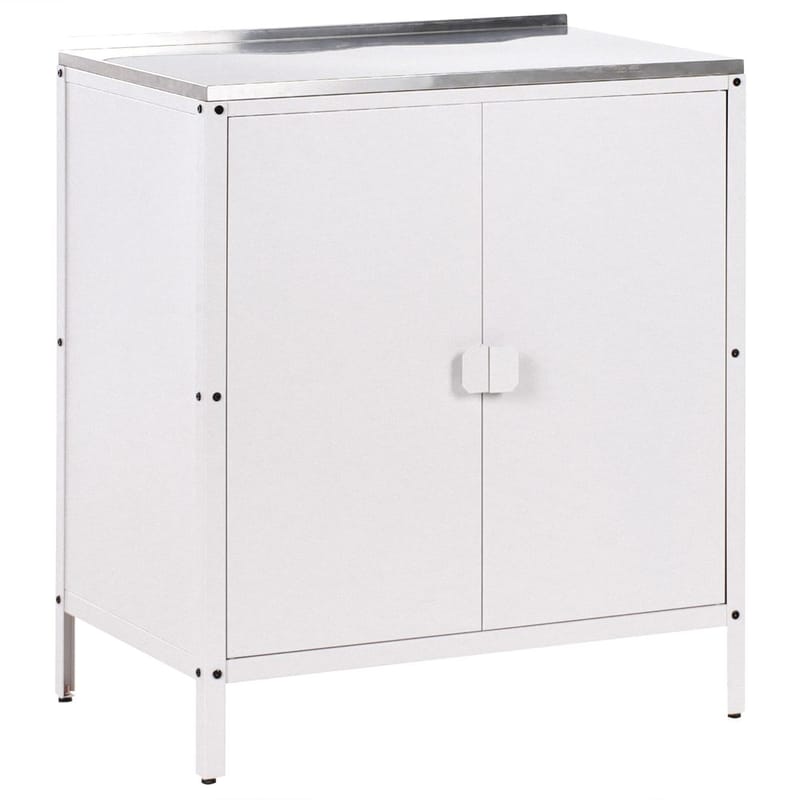 2-delat utekök med vask 4 dörrar Vilama - Vit, Silver - Utemöbler - Grillar & matlagning utomhus - Utekök