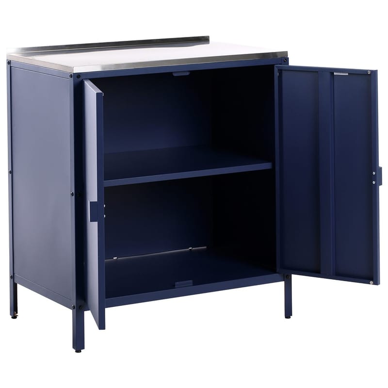 3-delat utekök med vask 4 dörrar Vilama - Blå, Silver - Utemöbler - Grillar & matlagning utomhus - Utekök