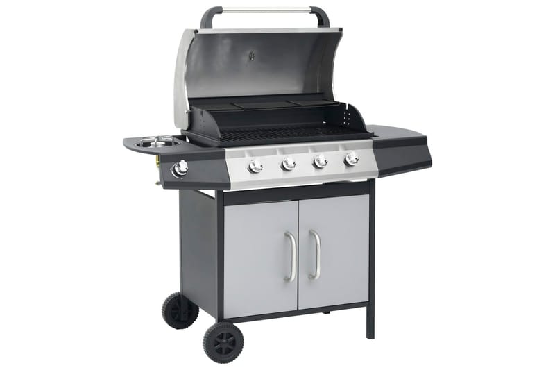 Gasolgrill 4+1 kokzoner svart och silver - Svart/Silver - Utemöbler - Grillar & matlagning utomhus - Gasolgrill