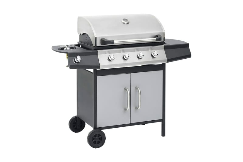 Gasolgrill 4+1 kokzoner svart och silver - Svart/Silver - Utemöbler - Grillar & matlagning utomhus - Gasolgrill