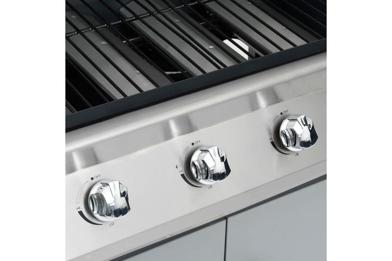 Gasolgrill 4+1 kokzoner svart och silver - Svart/Silver - Utemöbler - Grillar & matlagning utomhus - Gasolgrill