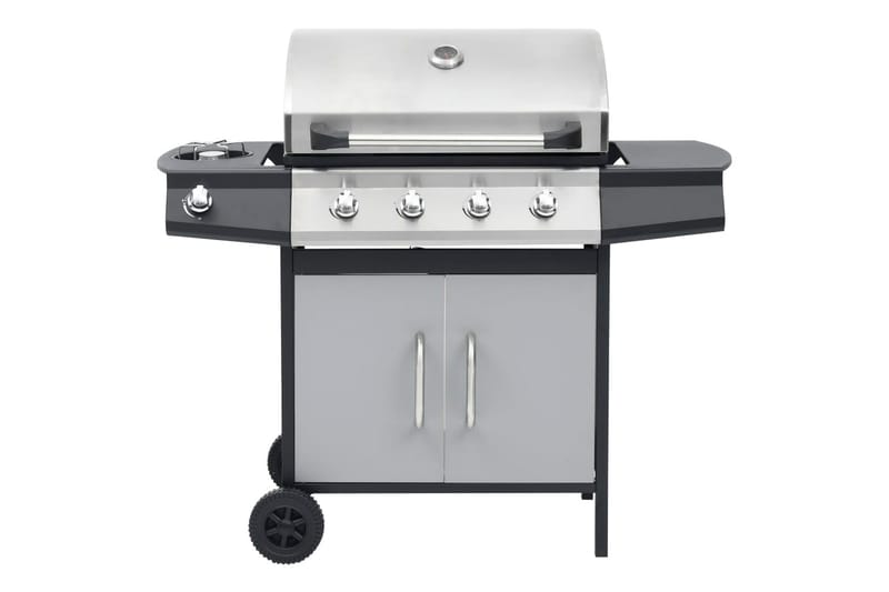 Gasolgrill 4+1 kokzoner svart och silver - Svart/Silver - Utemöbler - Grillar & matlagning utomhus - Gasolgrill