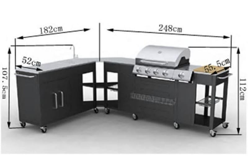 Gasolgrill 4+1 kokzoner - Flerfärgad - Utemöbler - Grillar & matlagning utomhus - Gasolgrill