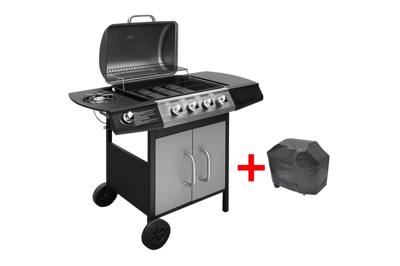 Gasolgrill 4+1 kokzoner svart och silver - Flerfärgad - Gasolgrill