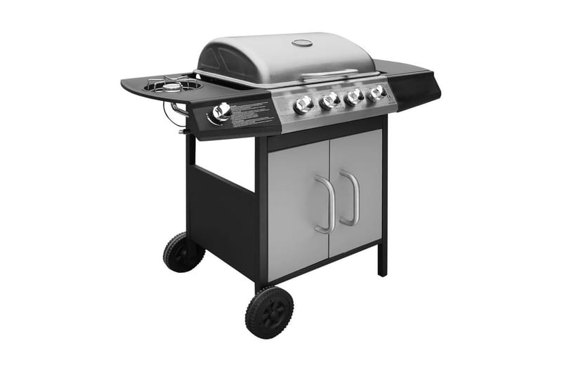 Gasolgrill 4+1 kokzoner svart och silver - Flerfärgad - Utemöbler - Grillar & matlagning utomhus - Gasolgrill