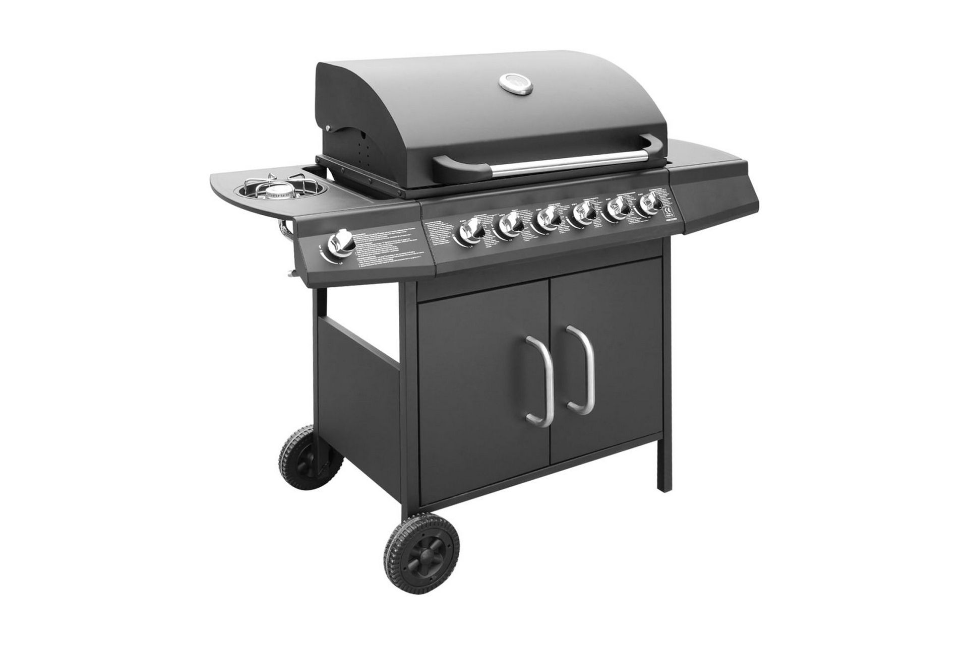 Gasolgrill 6+1 kokzoner svart - Svart - Utemöbler - Grillar & matlagning utomhus - Gasolgrill