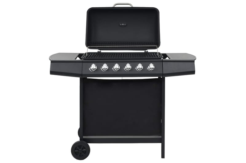 Gasolgrill med 6 grillzoner stål svart - Svart - Utemöbler - Grillar & matlagning utomhus - Gasolgrill