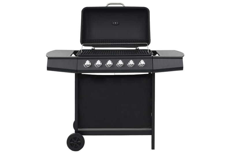 Gasolgrill med 6 grillzoner stål svart - Svart - Gasolgrill