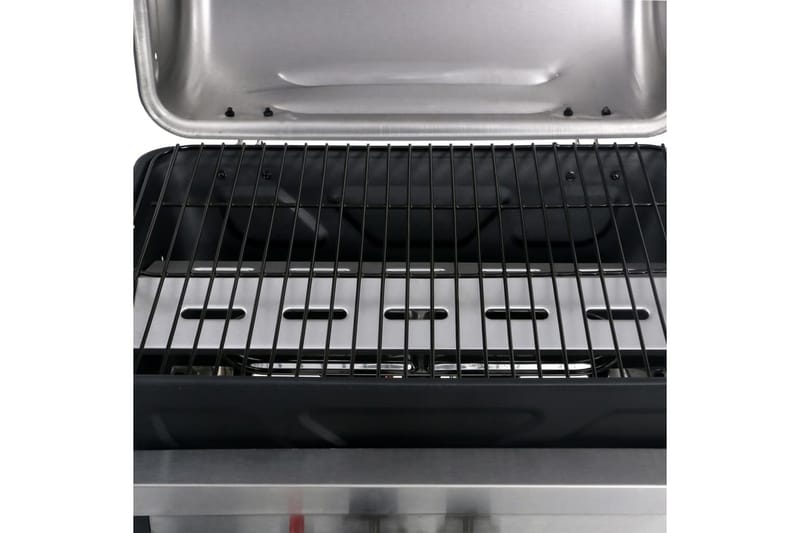 Gasolgrill med sidobord i 3 nivåer svart och silver - Svart - Utemöbler - Grillar & matlagning utomhus - Gasolgrill