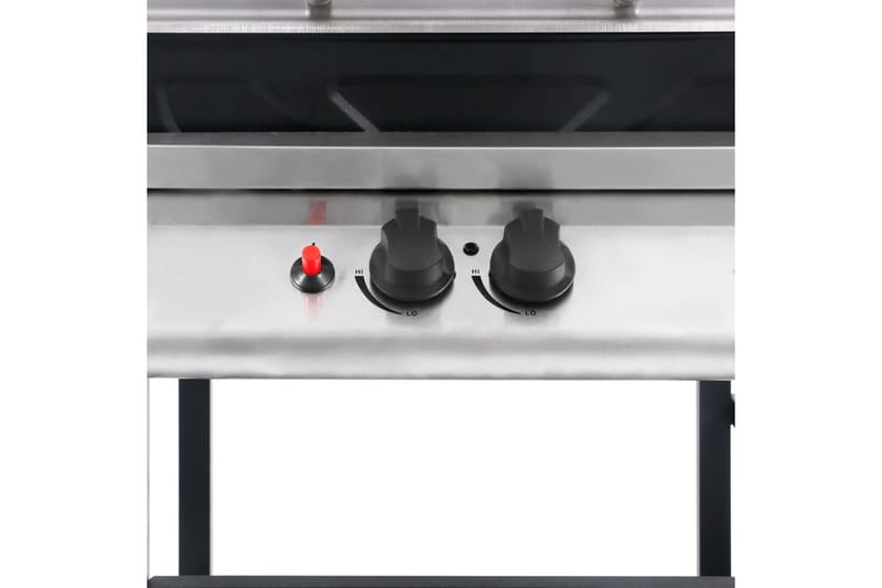 Gasolgrill med sidobord i 3 nivåer svart och silver - Svart - Gasolgrill