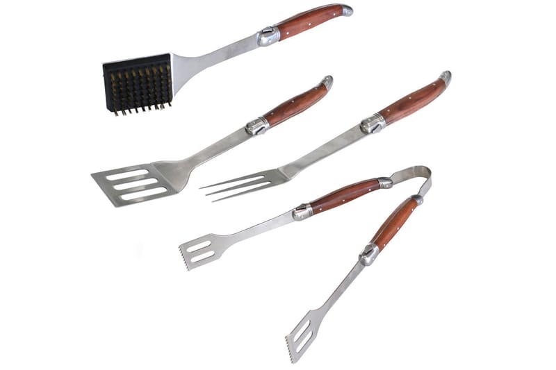 Grillverktyg - 4 delar - Trä|Silver - Utemöbler - Grillar & matlagning utomhus - Grilltillbehör & grillredskap - Grillbestick