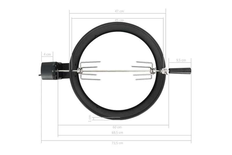 Rotisserieset med ring grill 47 cm svart - Svart - Utemöbler - Grillar & matlagning utomhus - Grilltillbehör & grillredskap - Grillställ & rotisserie