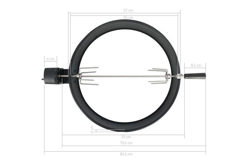 Rotisserieset med ring grill 57 cm svart - Svart - Utemöbler - Grillar & matlagning utomhus - Grilltillbehör & grillredskap - Grillställ & rotisserie