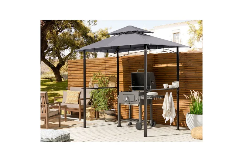 Lusthus Naro Grå/svart - Grå/svart - Utemöbler - Grillar & matlagning utomhus - Grilltillbehör & grillredskap - Grilltält